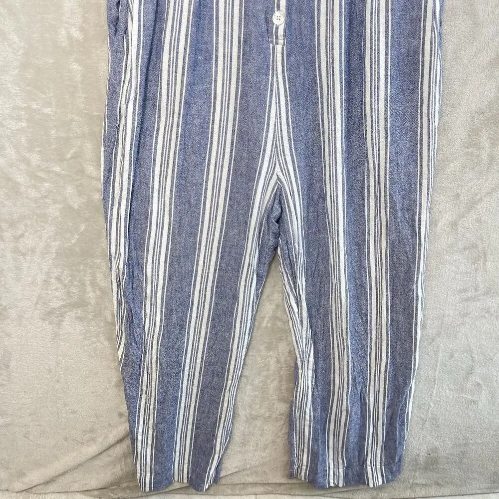 Rails Kyra Seaport Stripe Linen Blend Jumpsuit Large Quiet Luxury Summer Resort - Picture 3 of 16